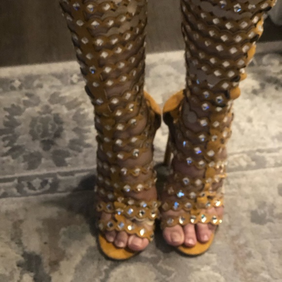 Cape Robbin Open Toe Lace Up Gladiator Over The Knee Thigh High Caged Sandals - Picture 10 of 16